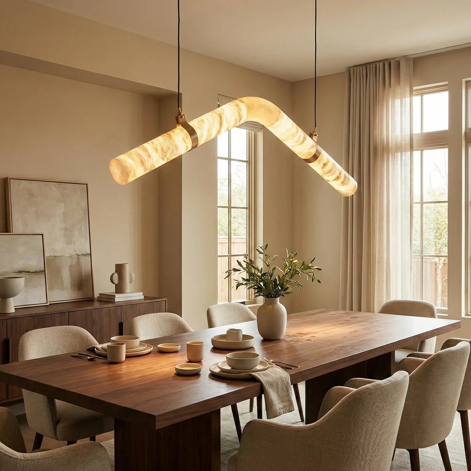 Linear Geometry Wave Alabaster Chandelier | wildoxy