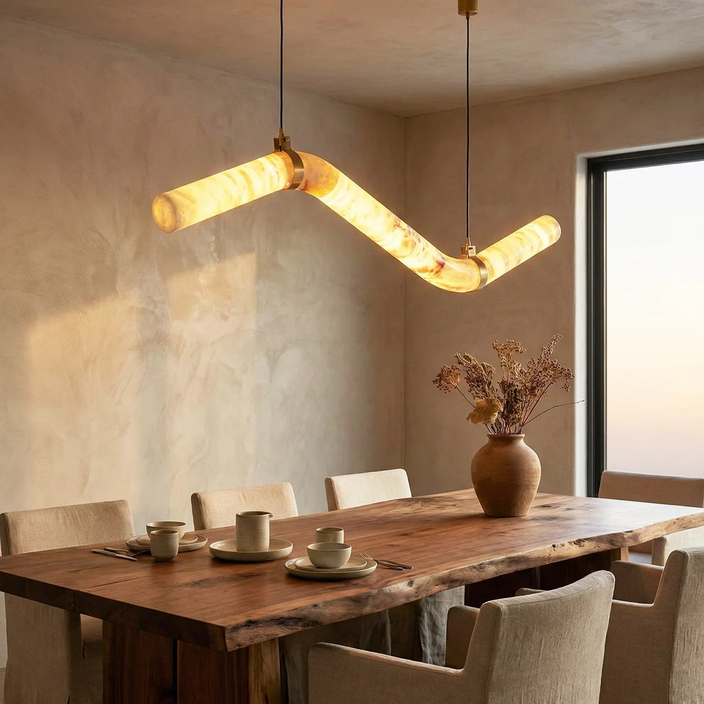 Linear Geometry Wave Alabaster Chandelier | wildoxy