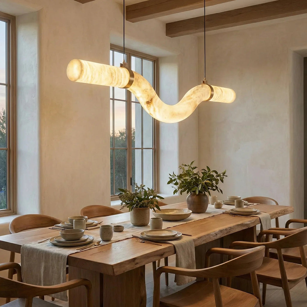Linear Geometry Wave Alabaster Chandelier | wildoxy