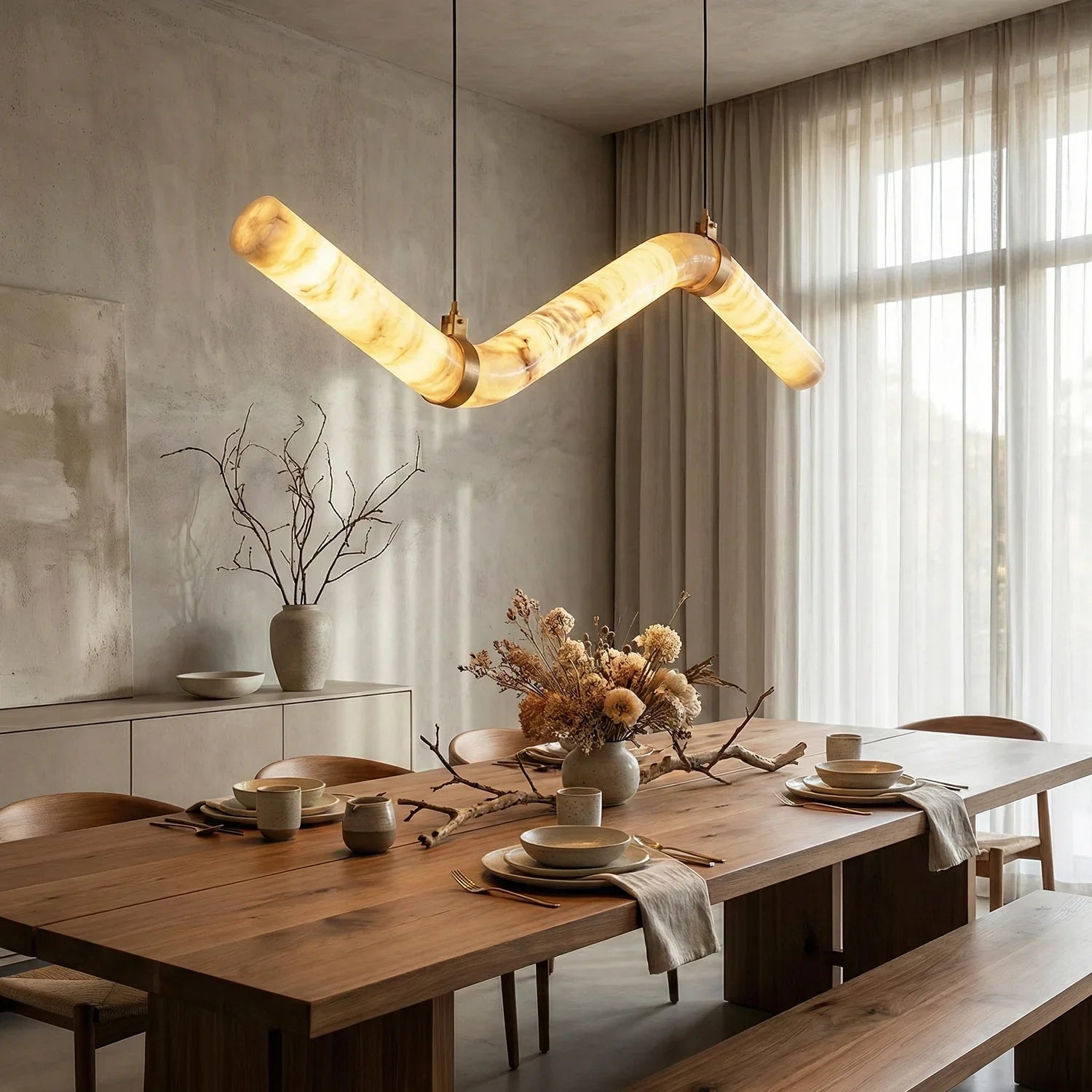 Linear Geometry Wave Alabaster Chandelier | wildoxy