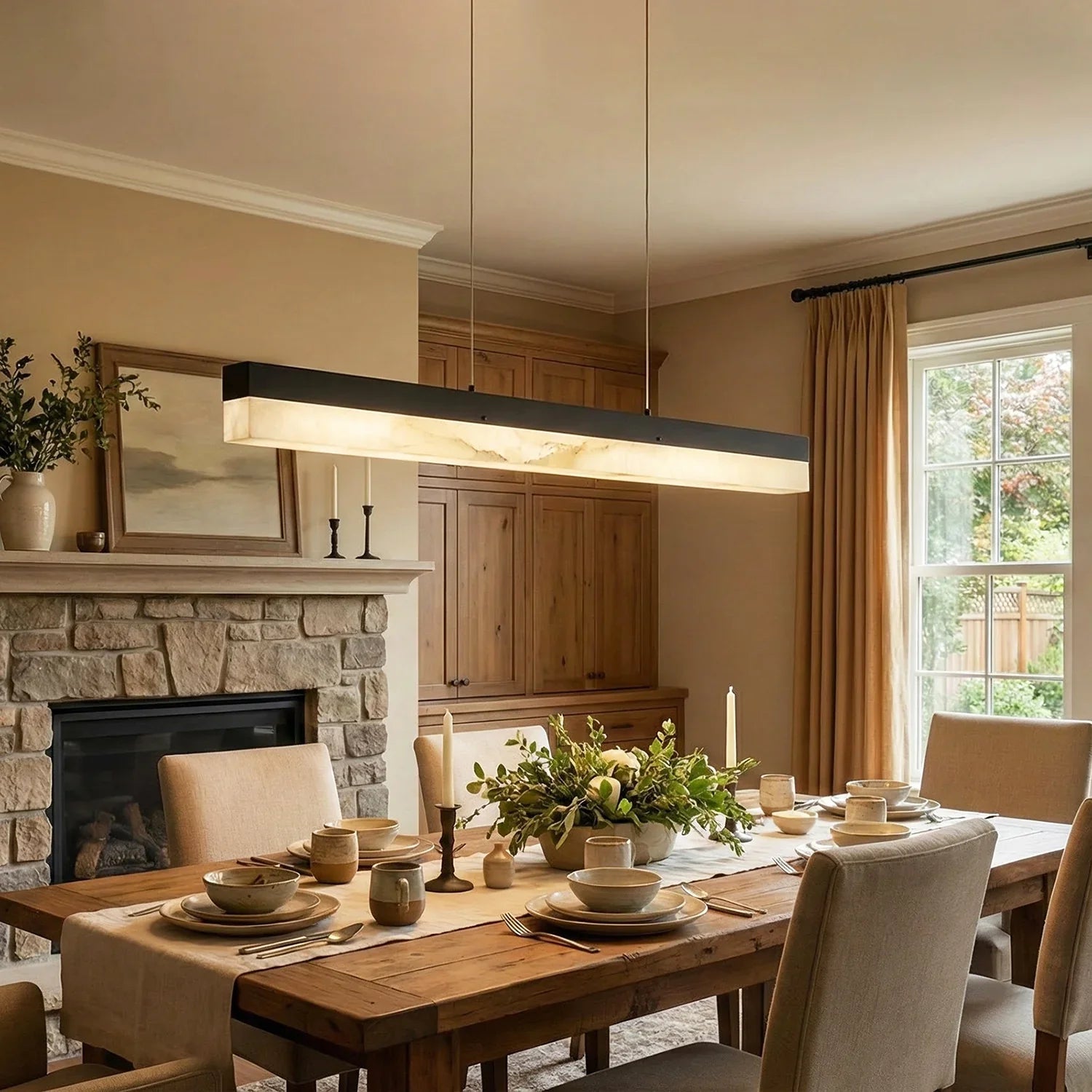 Linear Rectangular Alabaster Pendant Light | wildoxy