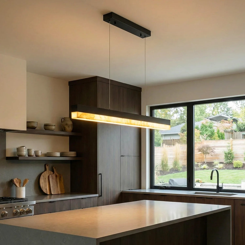 Linear Rectangular Alabaster Pendant Light | wildoxy