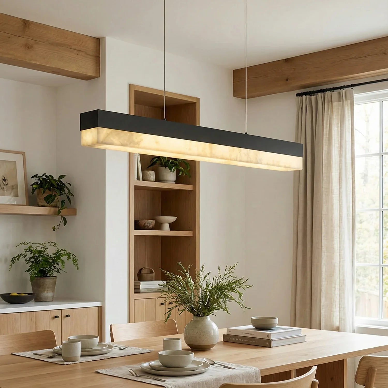 Linear Rectangular Alabaster Pendant Light | wildoxy