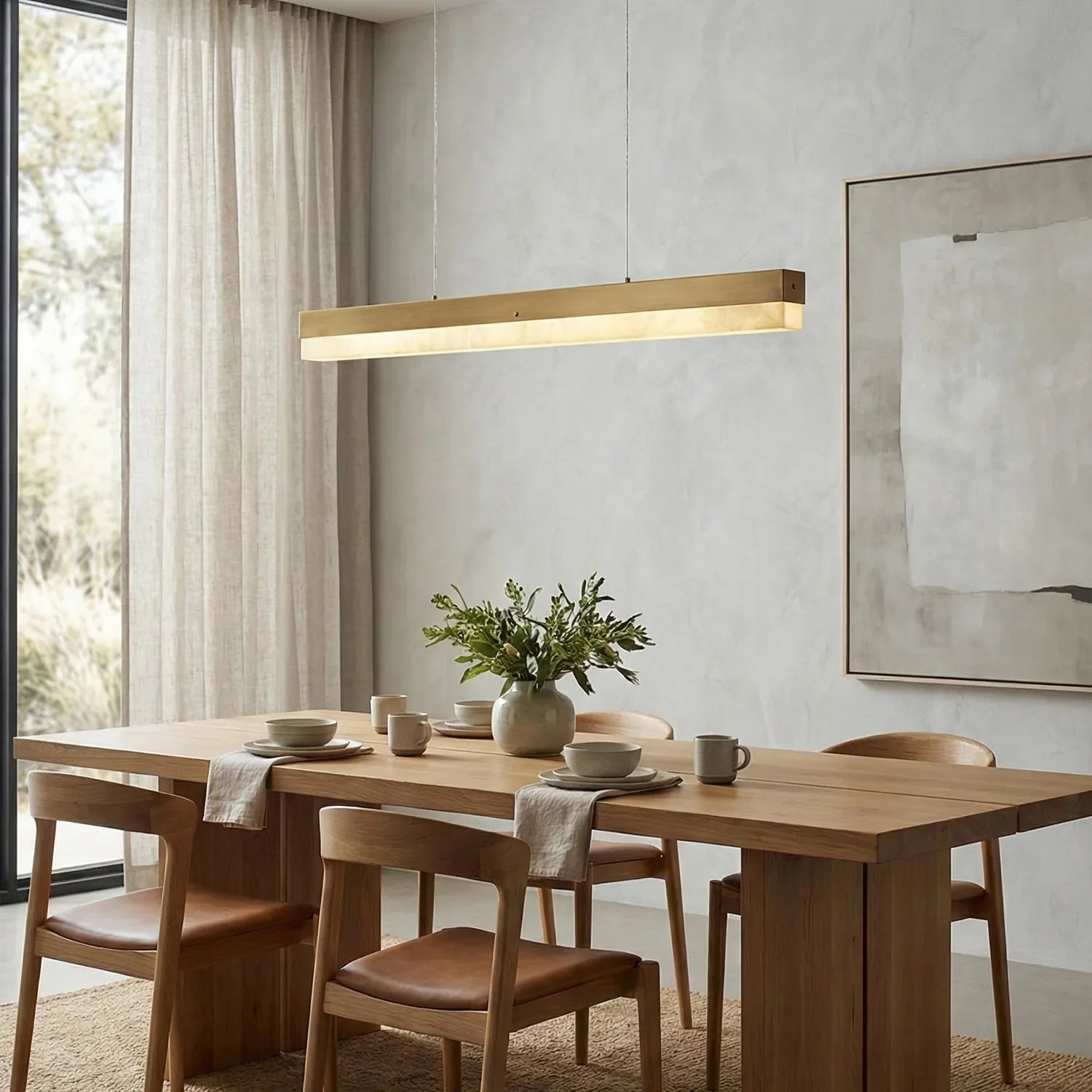 Linear Rectangular Alabaster Pendant Light | wildoxy