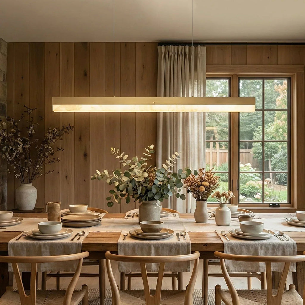Linear Rectangular Alabaster Pendant Light | wildoxy