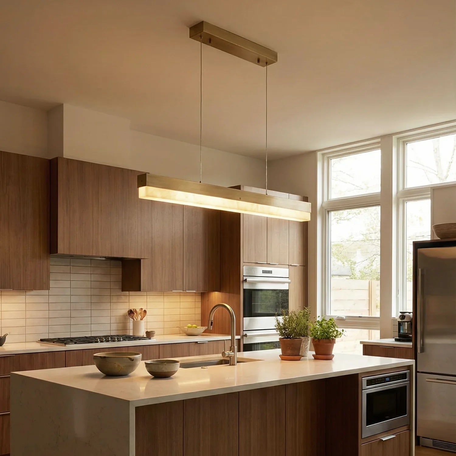 Linear Rectangular Alabaster Pendant Light | wildoxy