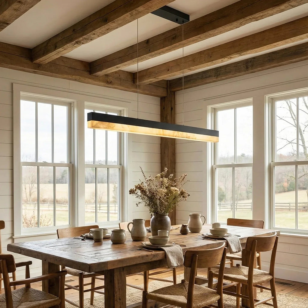 Linear Rectangular Alabaster Pendant Light | wildoxy