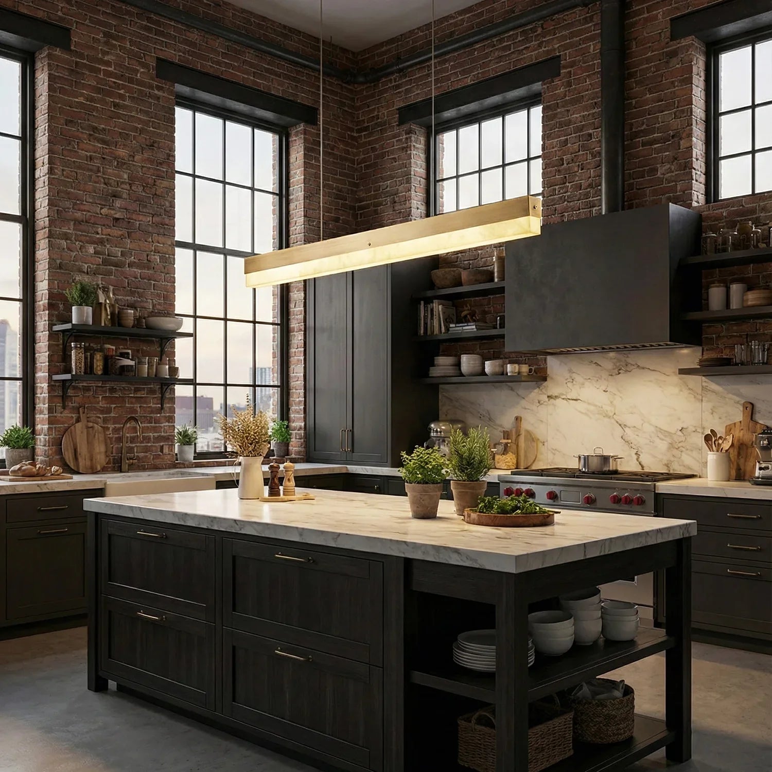 Linear Rectangular Alabaster Pendant Light | wildoxy