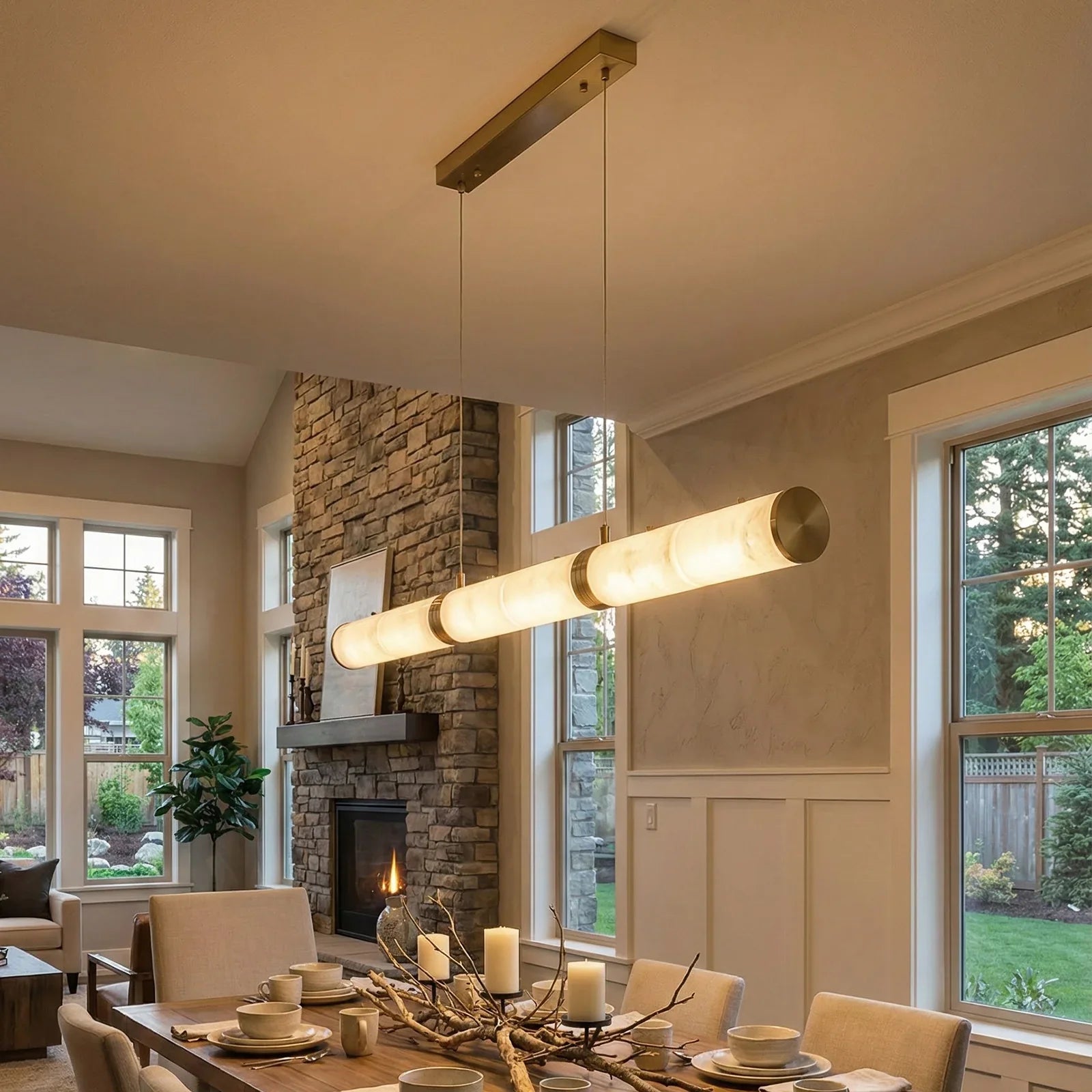 Linear Tubular Alabaster Pendant Light | wildoxy