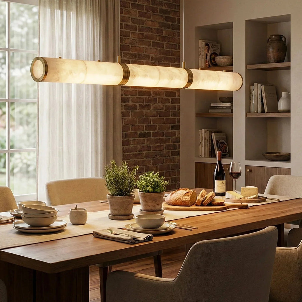 Linear Tubular Alabaster Pendant Light | wildoxy