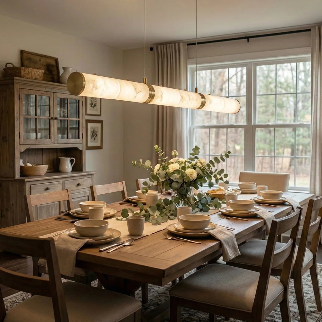 Linear Tubular Alabaster Pendant Light | wildoxy