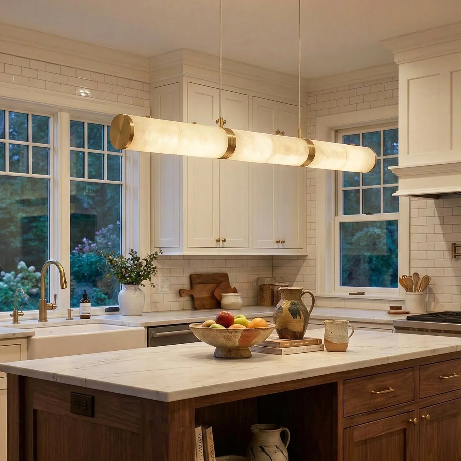 Linear Tubular Alabaster Pendant Light | wildoxy