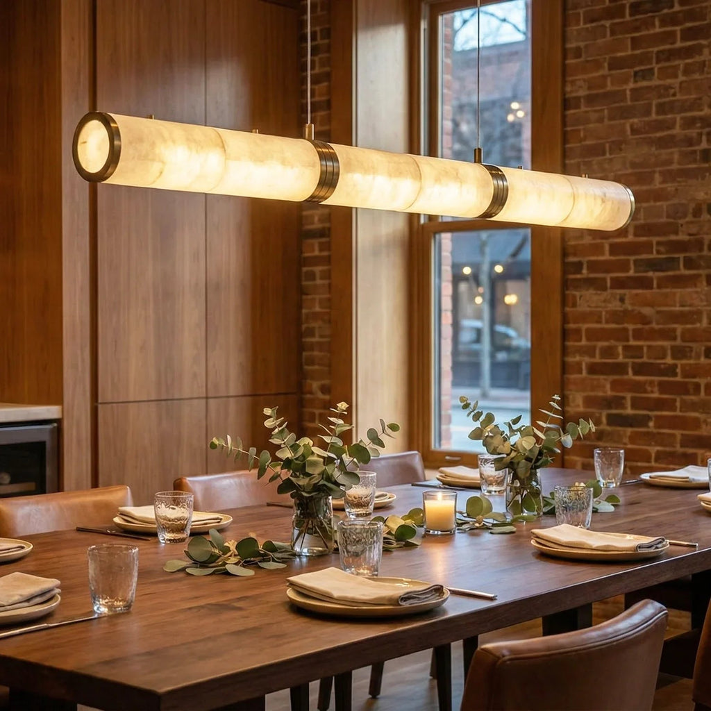 Linear Tubular Alabaster Pendant Light | wildoxy