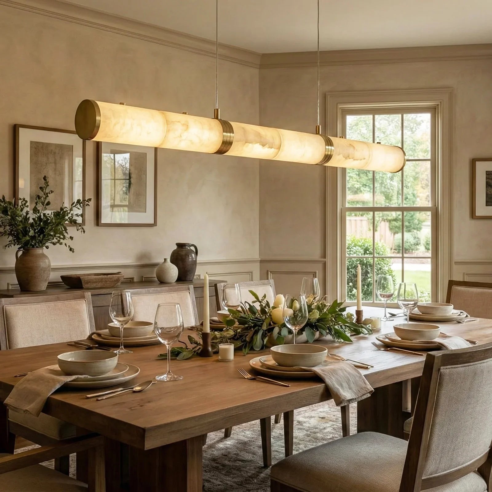 Linear Tubular Alabaster Pendant Light | wildoxy