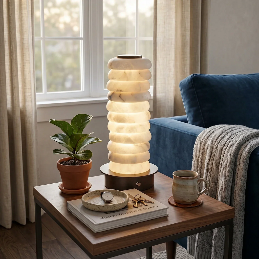 Multi-Tiered Alabaster Table Lamp | wildoxy