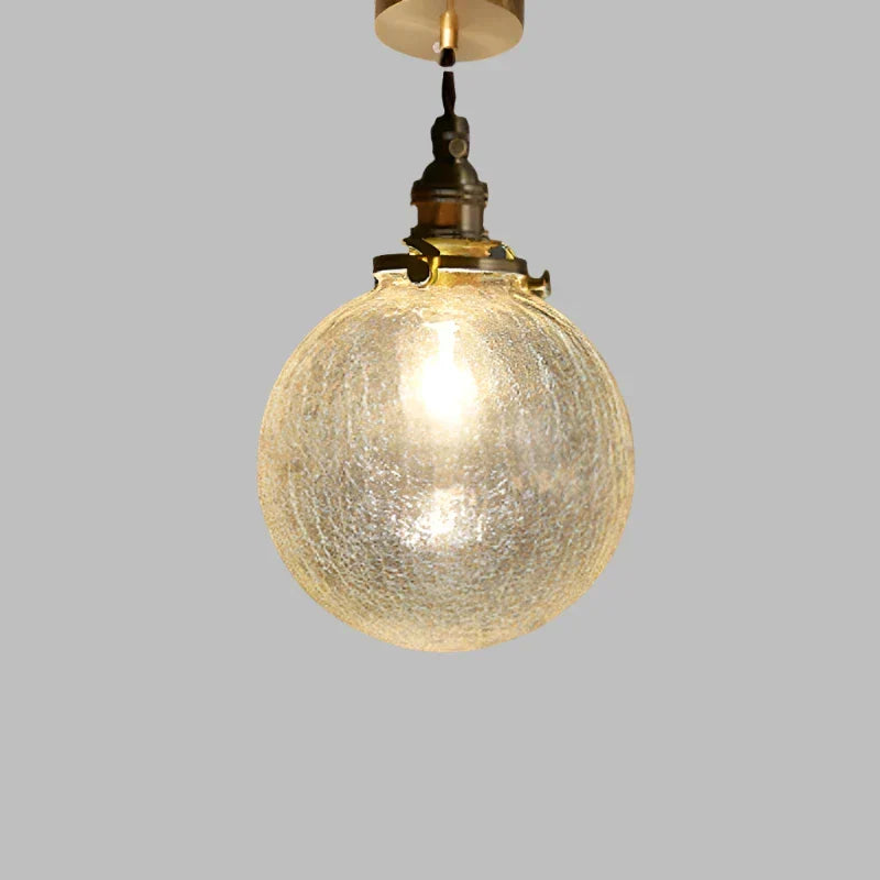Szklana lampa wisząca z kryształowym kloszem - skandynawska retro, E27 LED