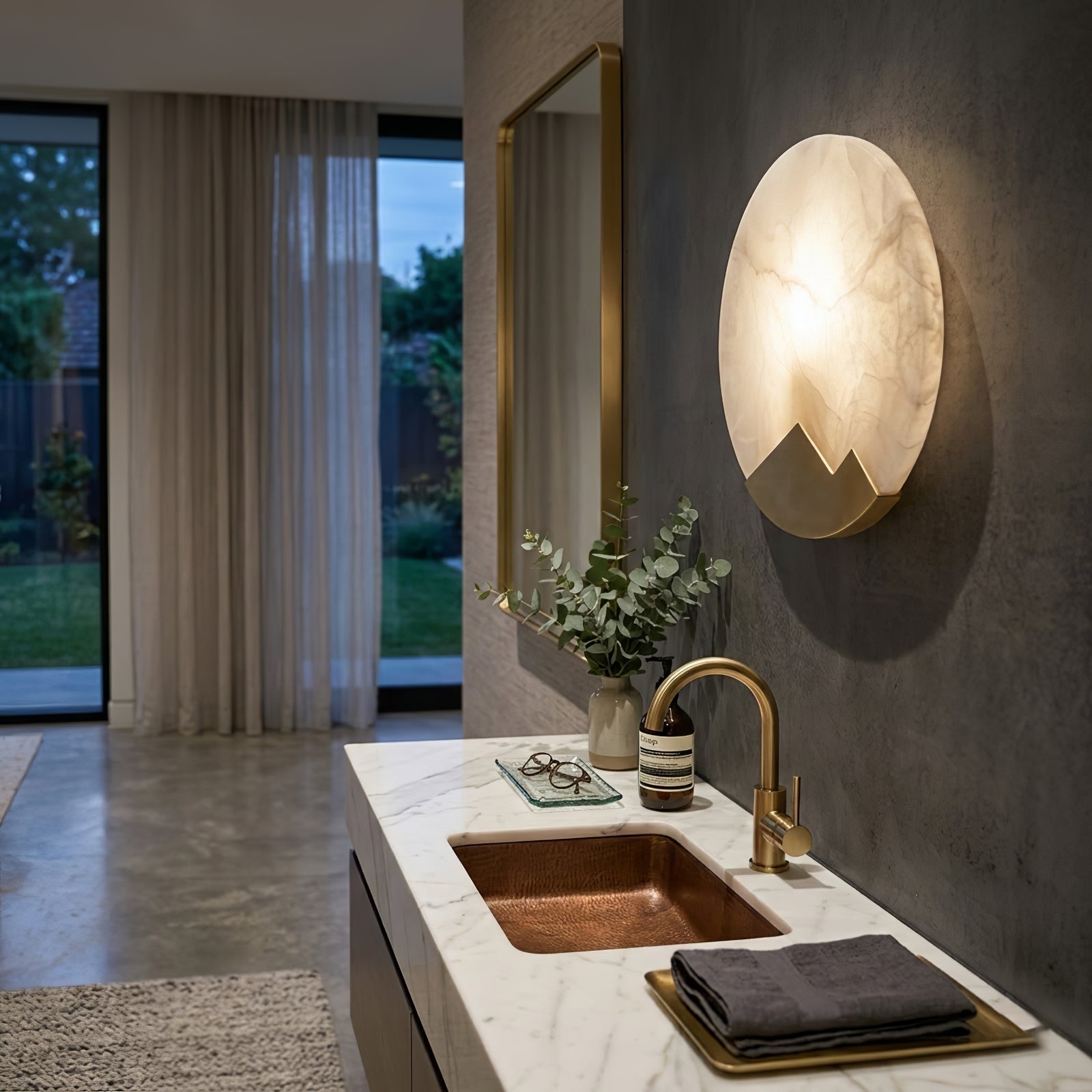 Luxury Copper Moon Alabaster Sconce | wildoxy