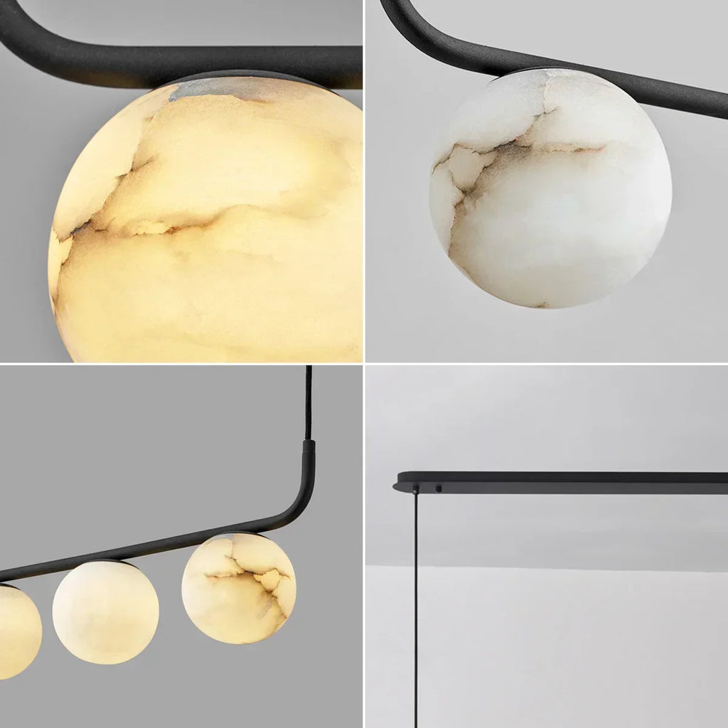 Long Strip Alabaster Spherical Chandelier | wildoxy