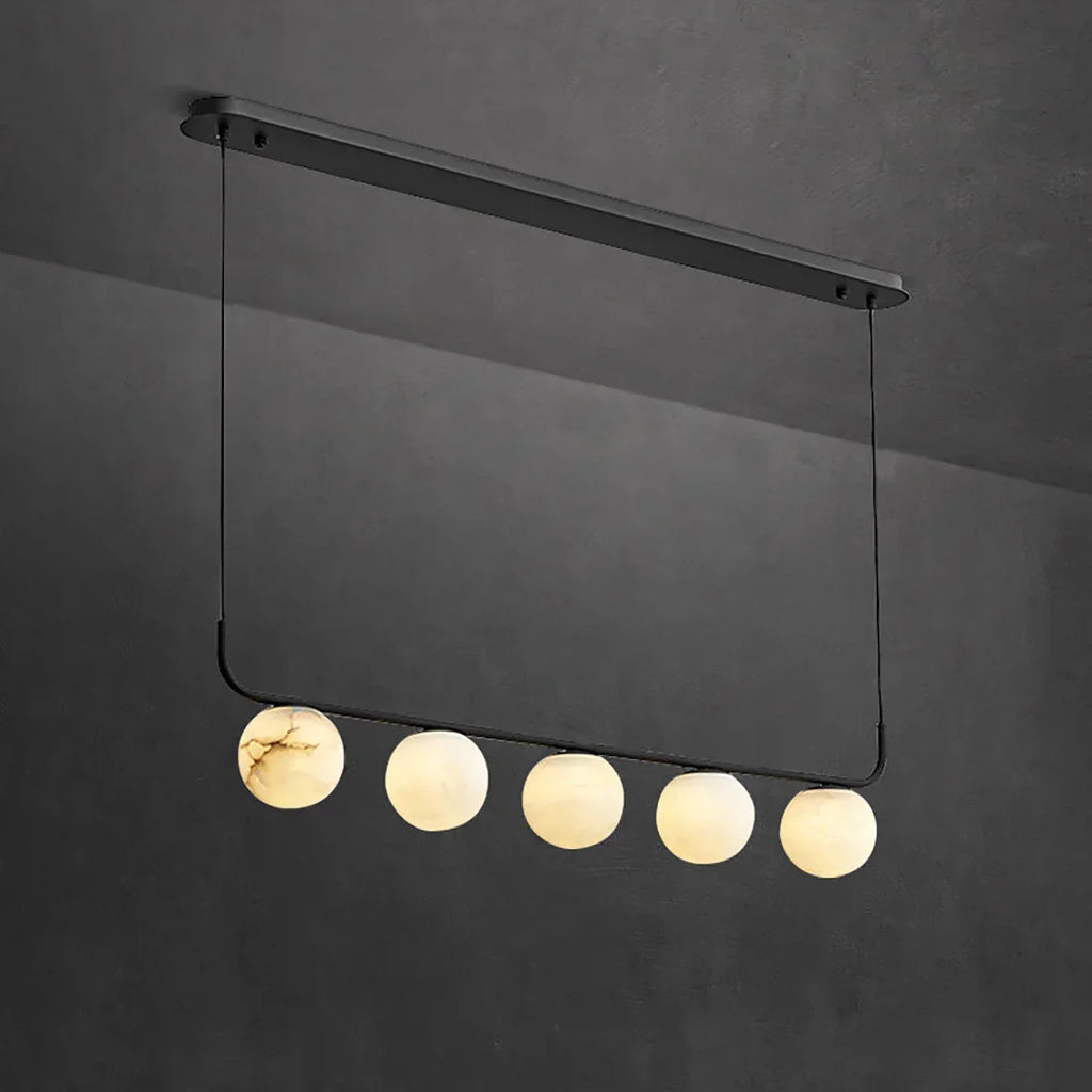 Long Strip Alabaster Spherical Chandelier | wildoxy
