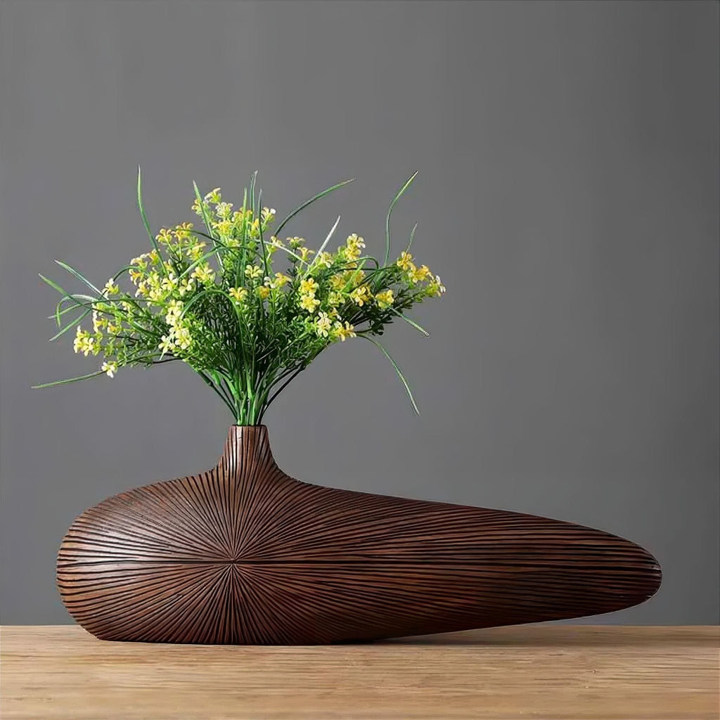 Oval hartsvas - ribbad dekorativ design med träutseende