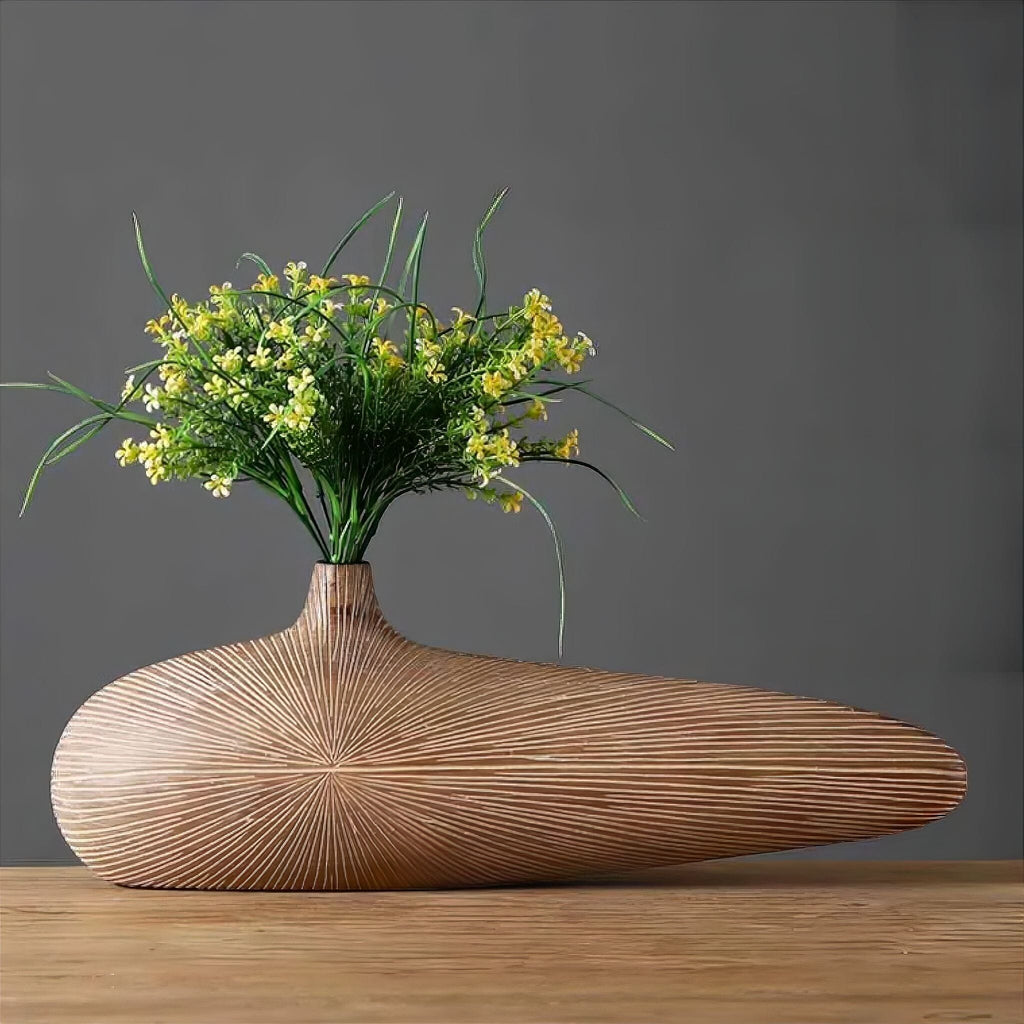 Oval hartsvas - ribbad dekorativ design med träutseende