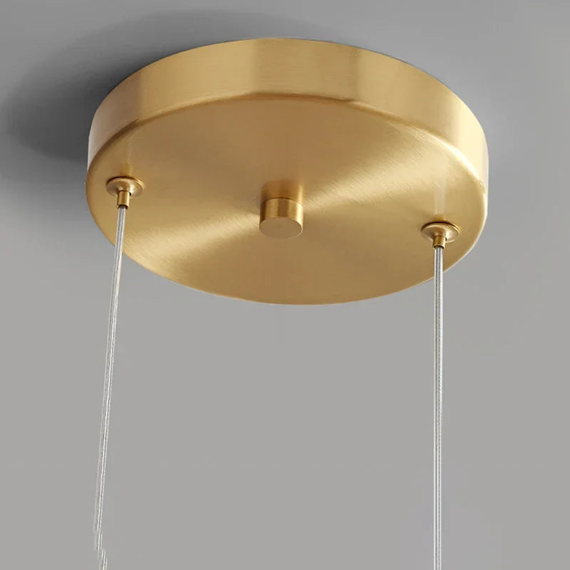 Lampă suspendată LED nordică — sticlă suflată, cognac sau gri fumuriu