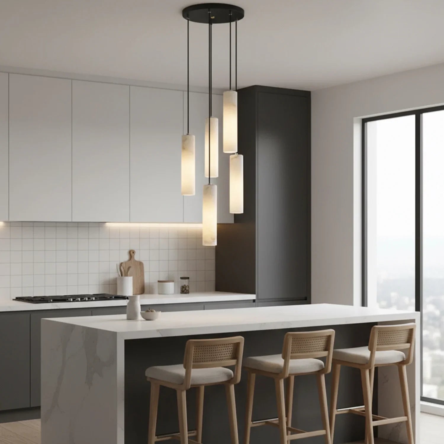 Luxury Alabaster Cylinder Cluster Chandelier | wildoxy