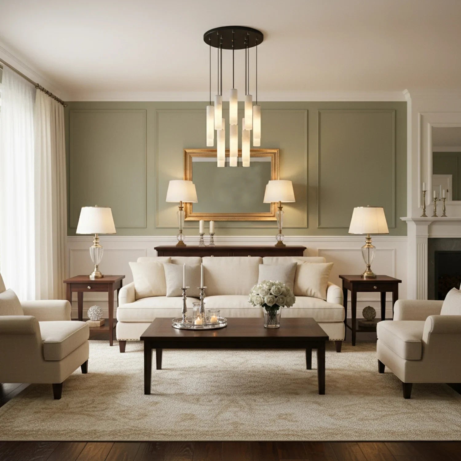 Luxury Alabaster Cylinder Cluster Chandelier | wildoxy