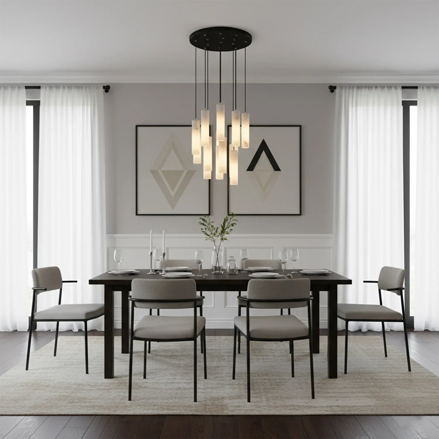 Luxury Alabaster Cylinder Cluster Chandelier | wildoxy