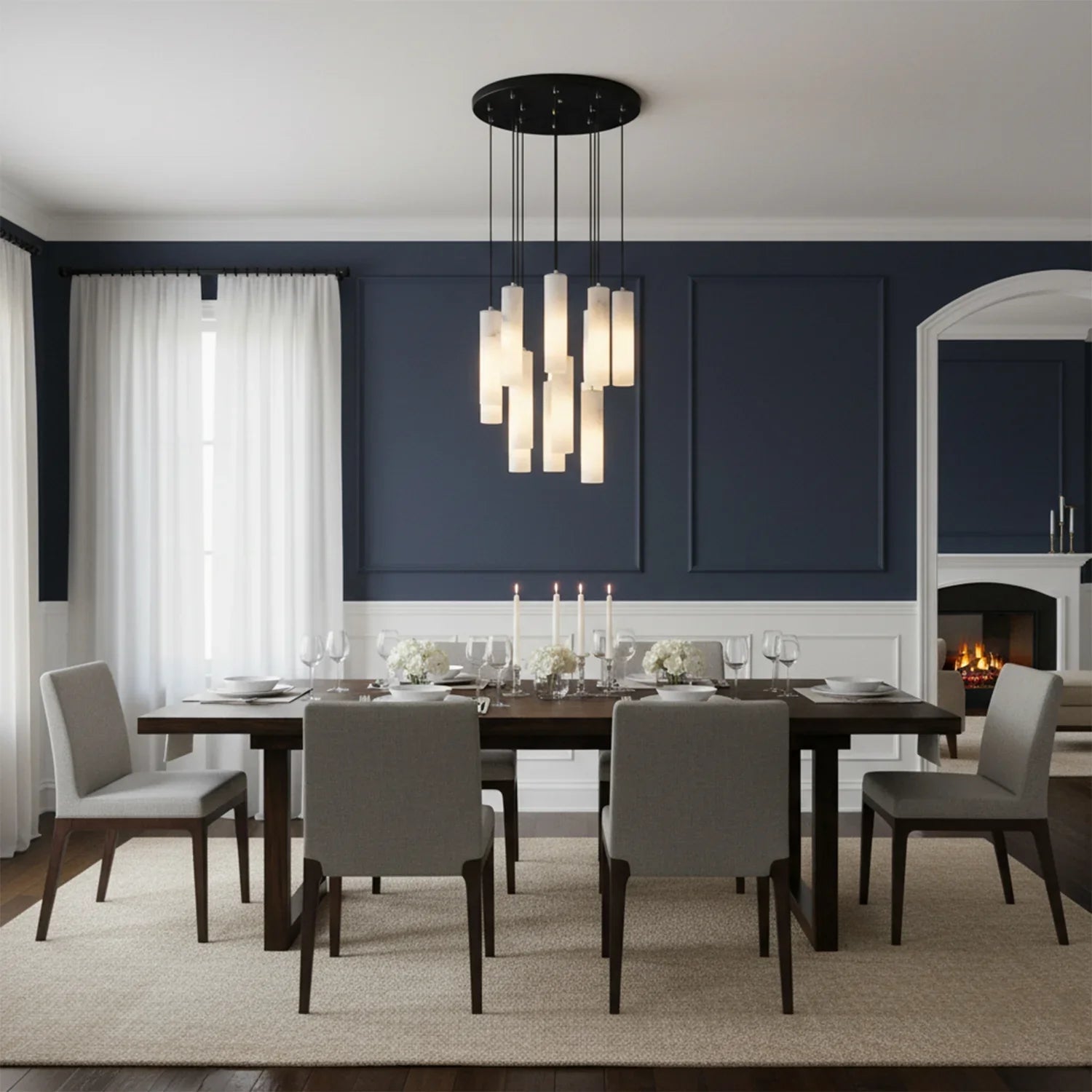 Luxury Alabaster Cylinder Cluster Chandelier | wildoxy