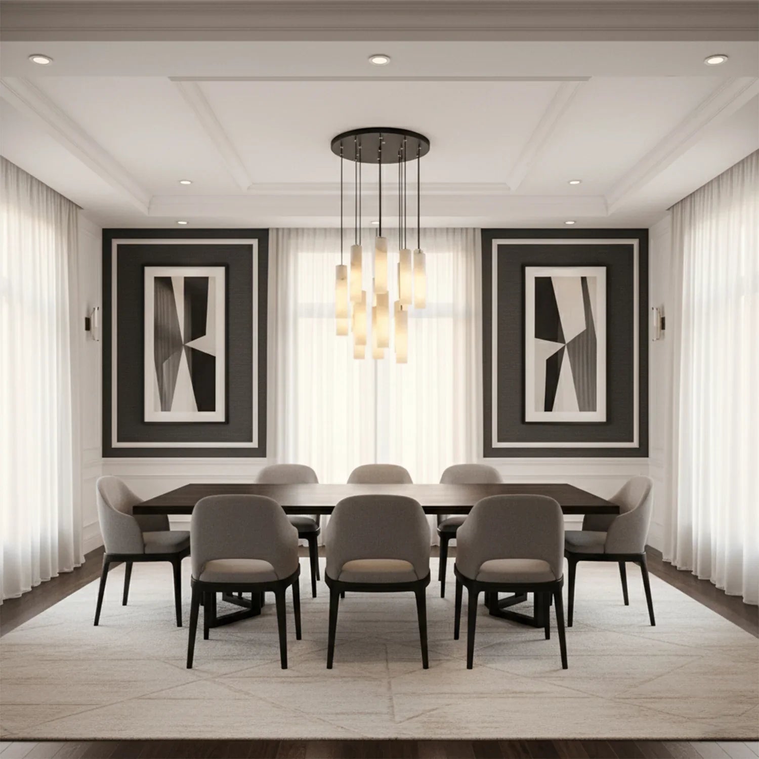 Luxury Alabaster Cylinder Cluster Chandelier | wildoxy