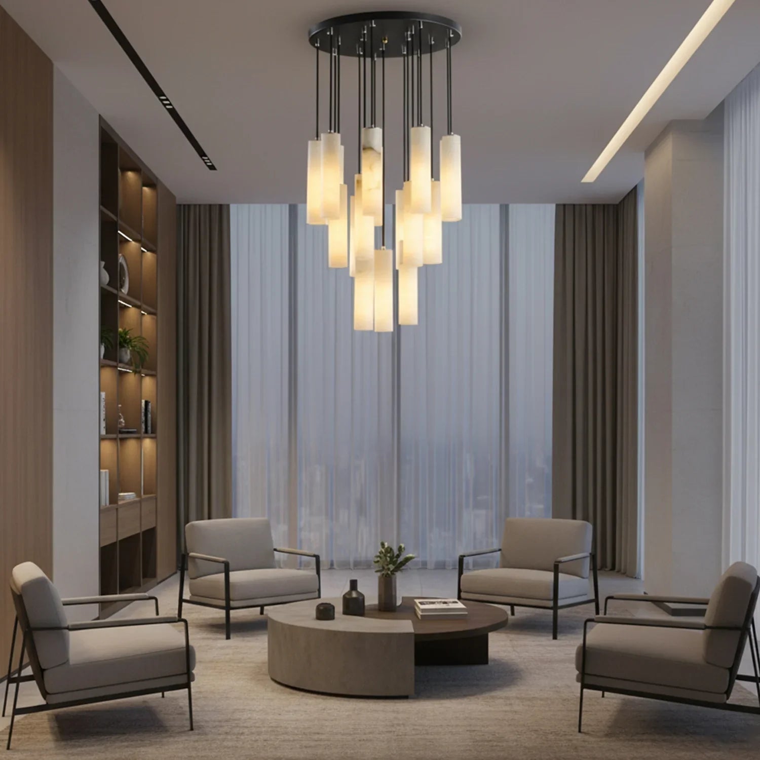 Luxury Alabaster Cylinder Cluster Chandelier | wildoxy