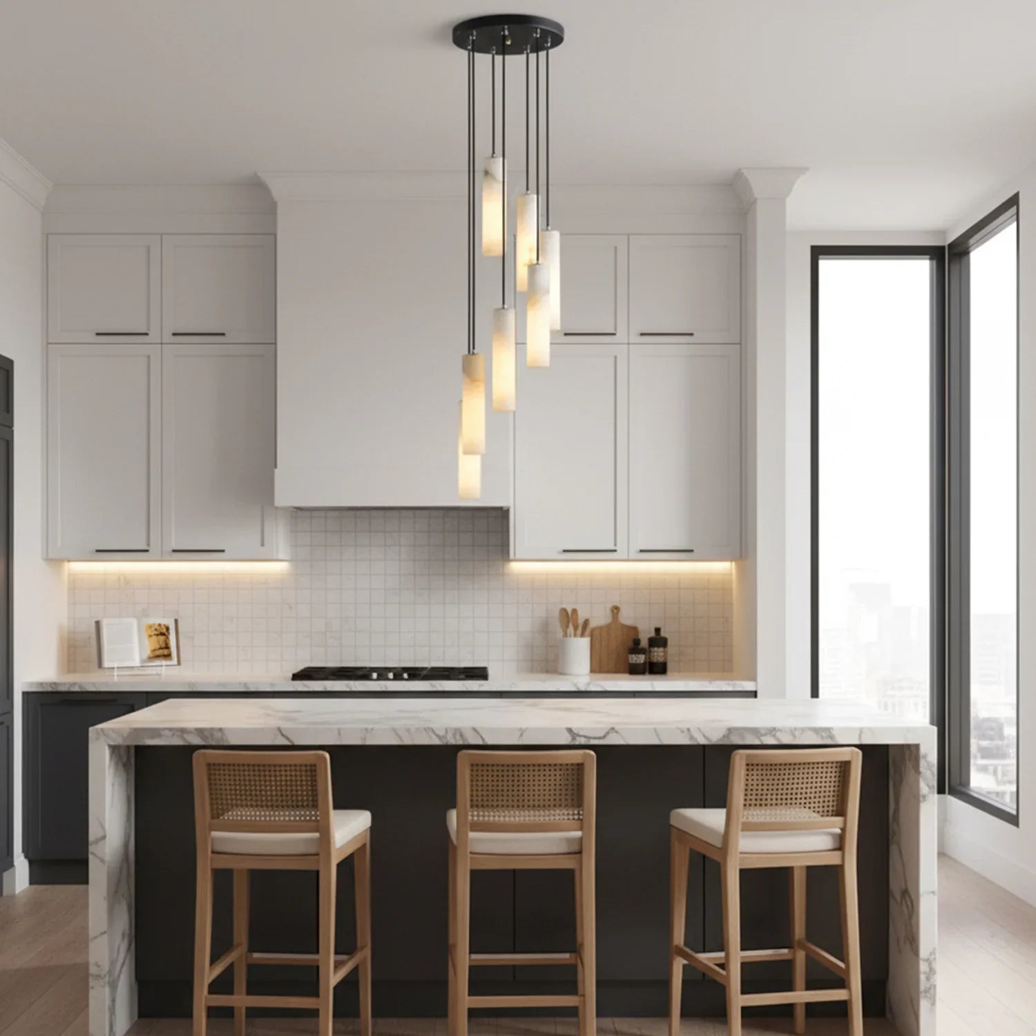 Luxury Alabaster Cylinder Cluster Chandelier | wildoxy