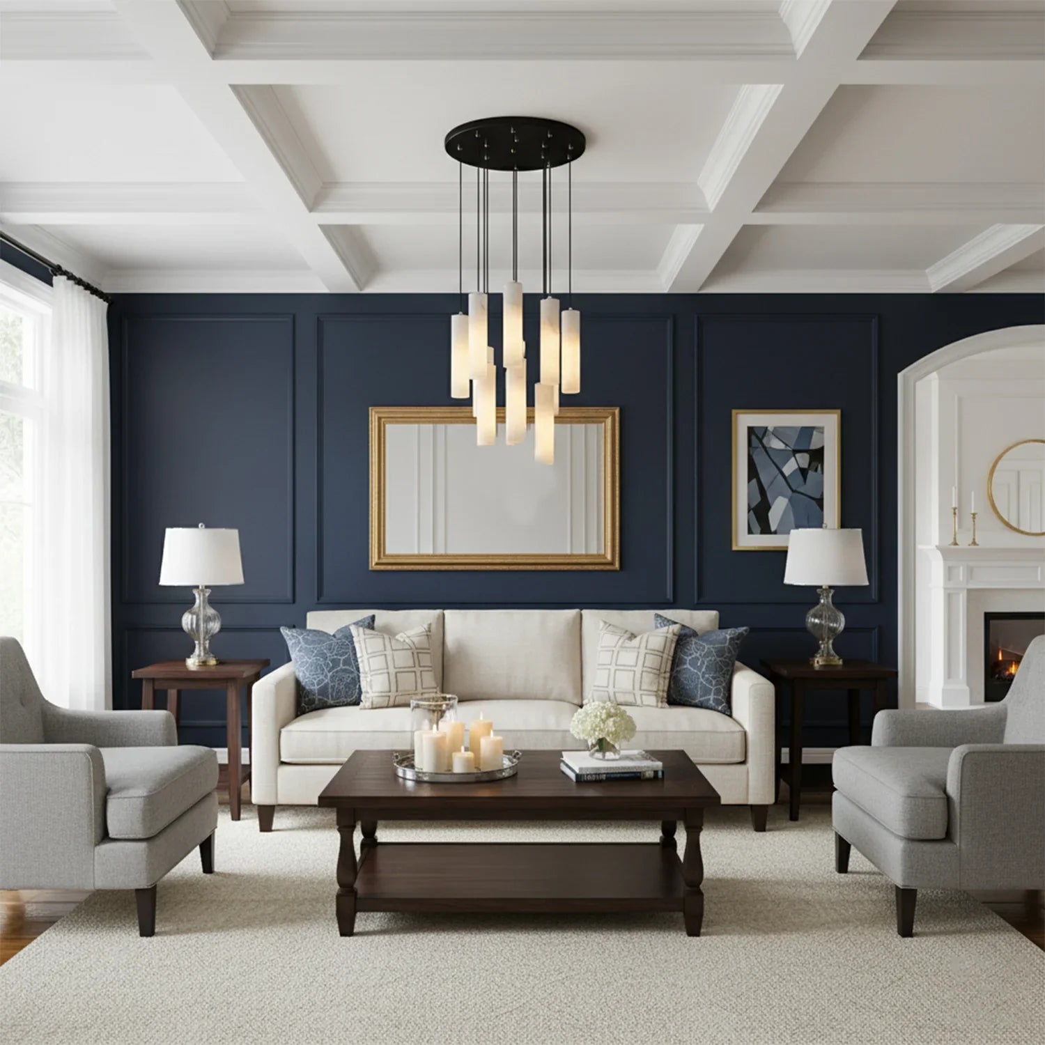 Luxury Alabaster Cylinder Cluster Chandelier | wildoxy