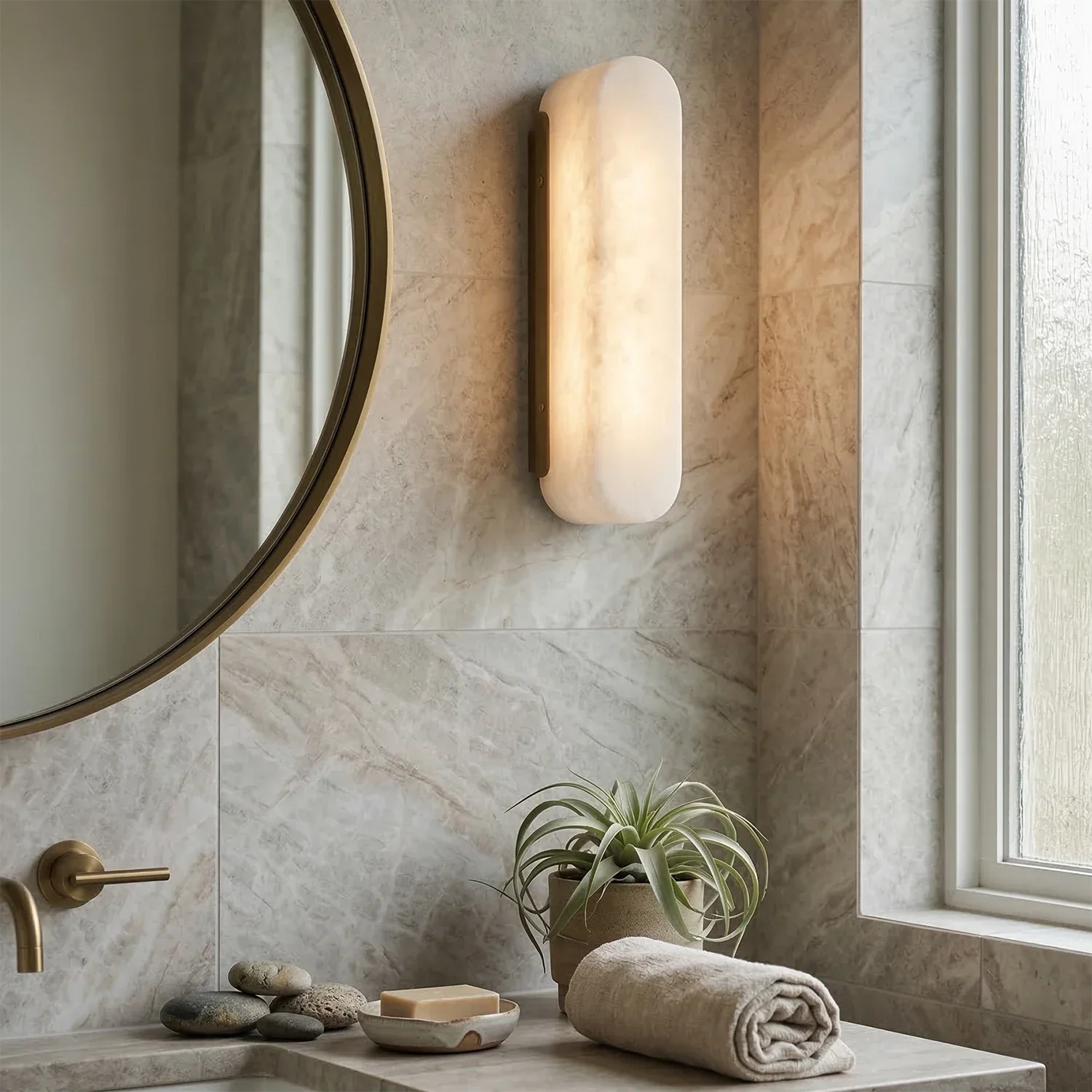 Luxury Alabaster Vertical Wall Lamp | wildoxy