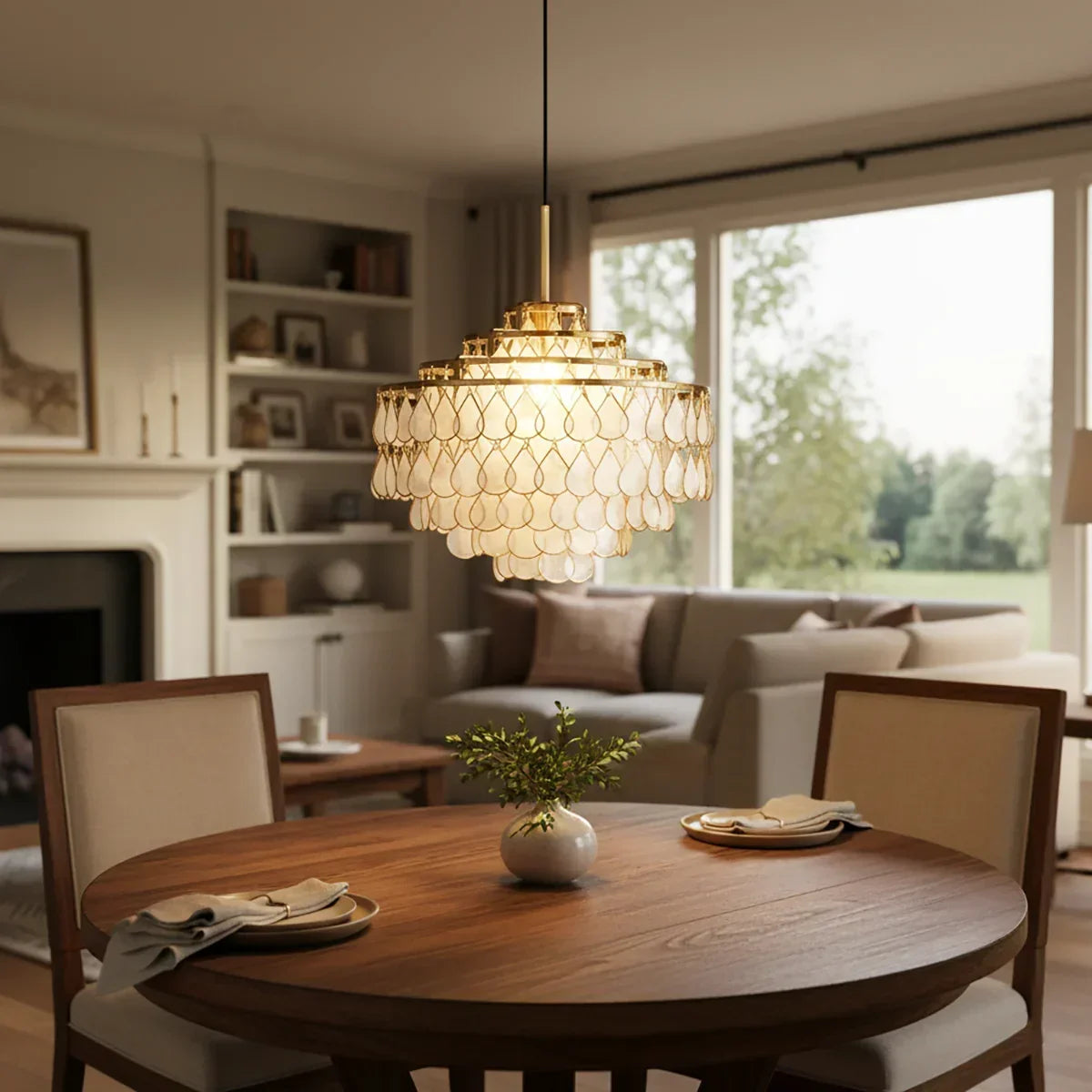 Luxury Capiz Shell Tiered Chandelier | wildoxy