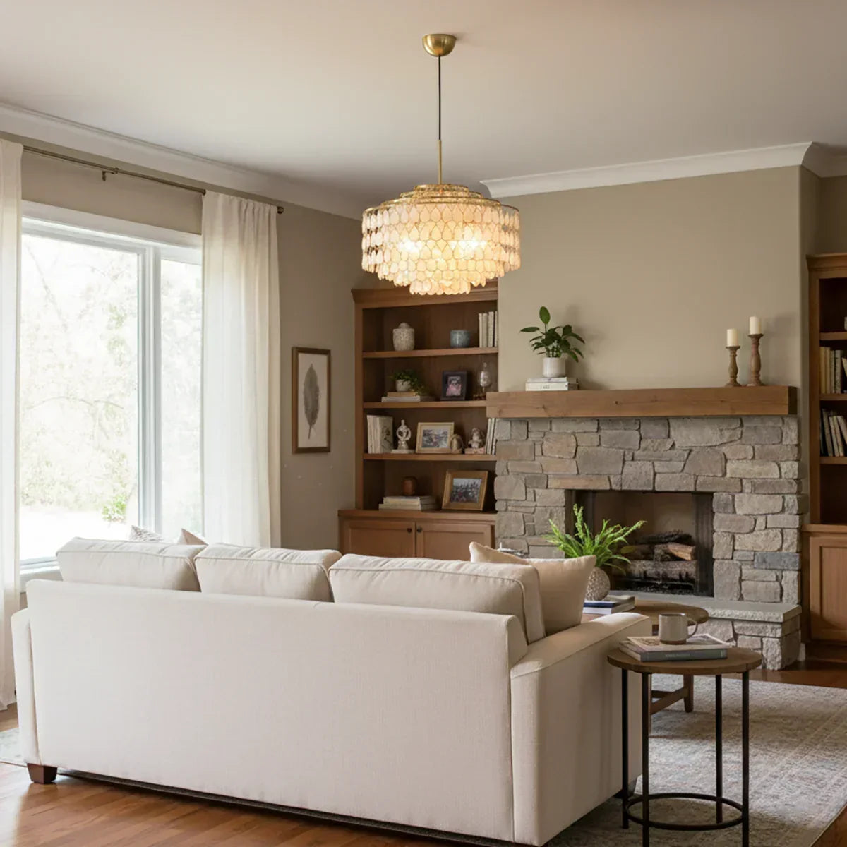 Luxury Capiz Shell Tiered Chandelier | wildoxy