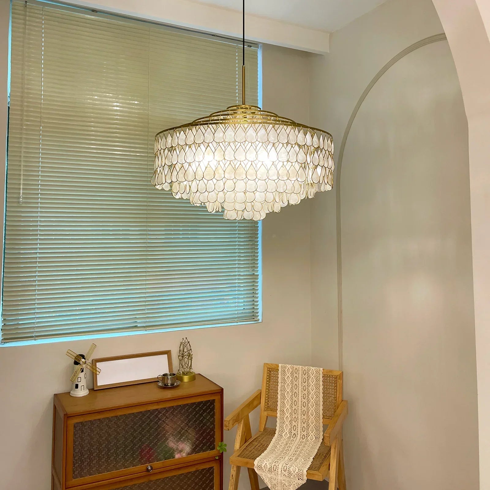 Luxury Capiz Shell Tiered Chandelier | wildoxy
