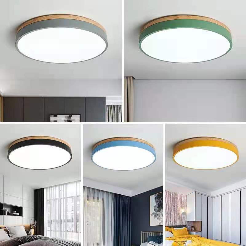 Holz-LED-Deckenleuchte aus Acryl, dimmbares warmes Licht 30-60cm