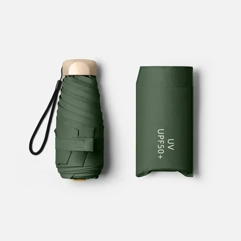 Hopfällbart mini-paraply — kompakt, UV-skyddat, vindtätt