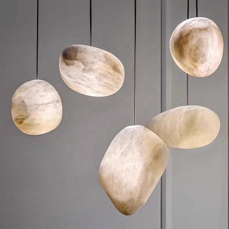Nova Caelum Spanish Marble Paired Brass Pendant Light