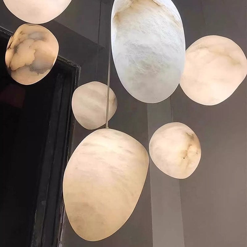 Nova Caelum Spanish Marble Paired Brass Pendant Light