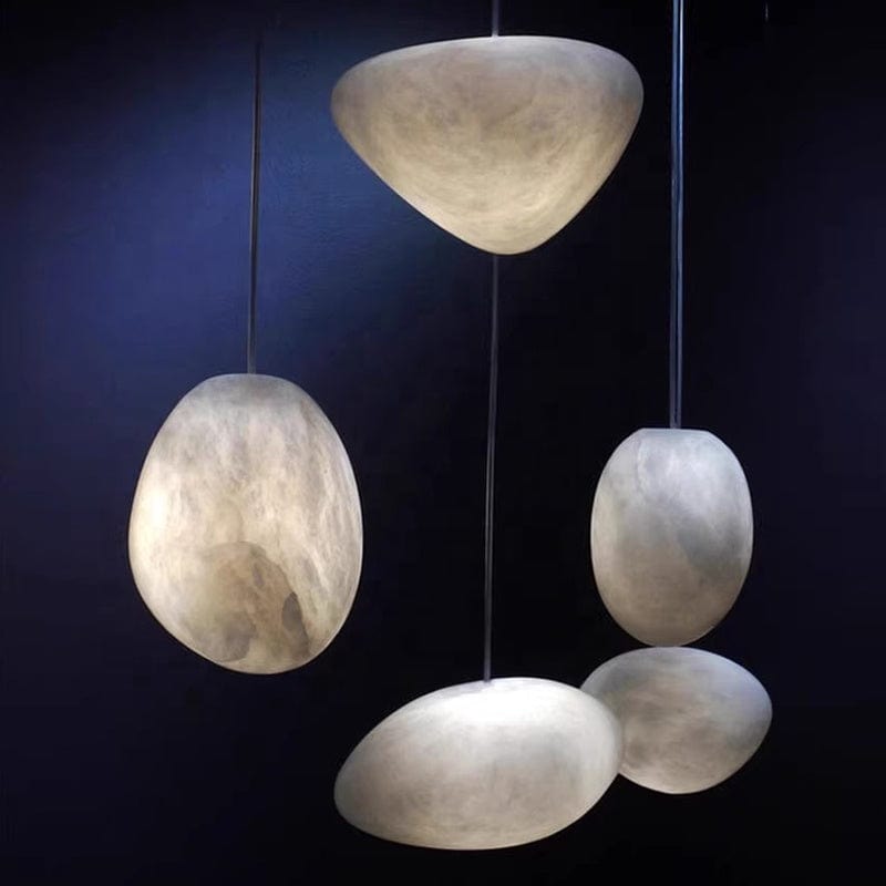 Nova Caelum Spanish Marble Paired Brass Pendant Light