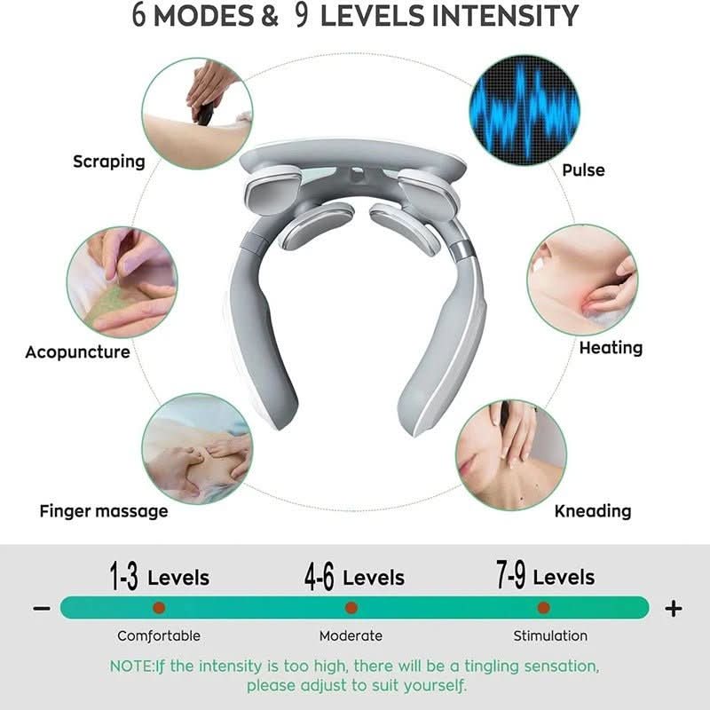 Portable 4-in-1 Neck Massager Combining Focused Heat And Vibration