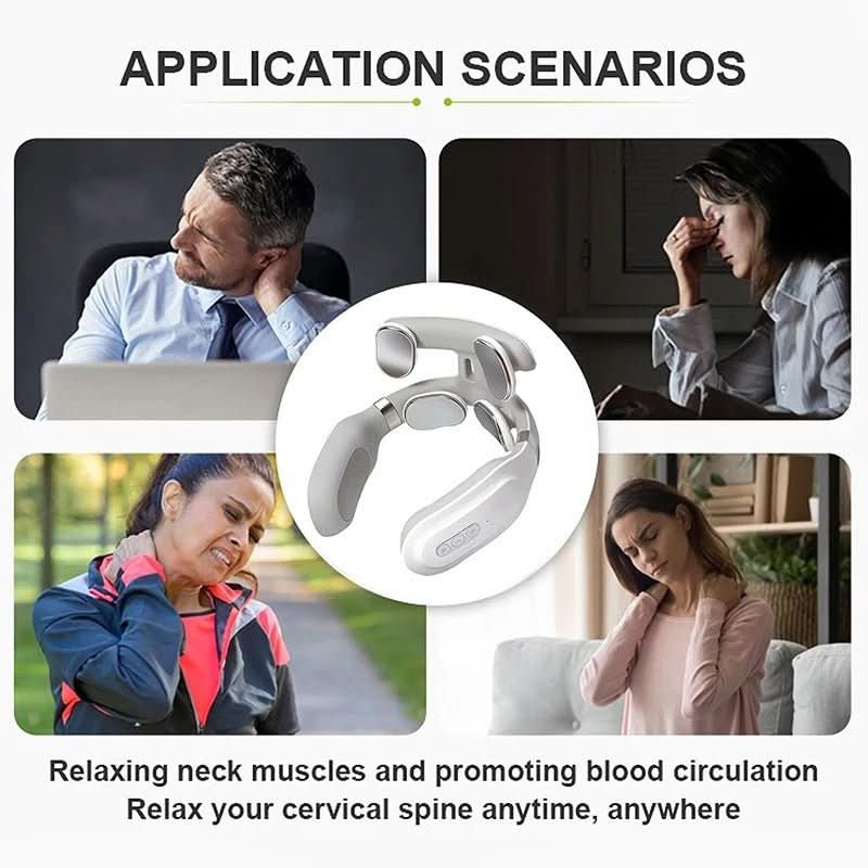 Portable 4-in-1 Neck Massager Combining Focused Heat And Vibration