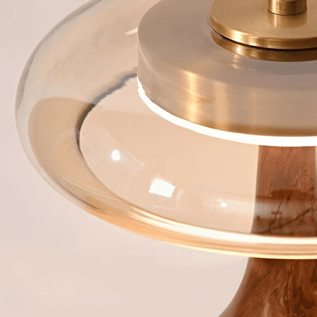 Vrimlie Lunara 12W LED Table Lamp — Modern Silhouette Integrating Brass, Glass, and Ash Wood