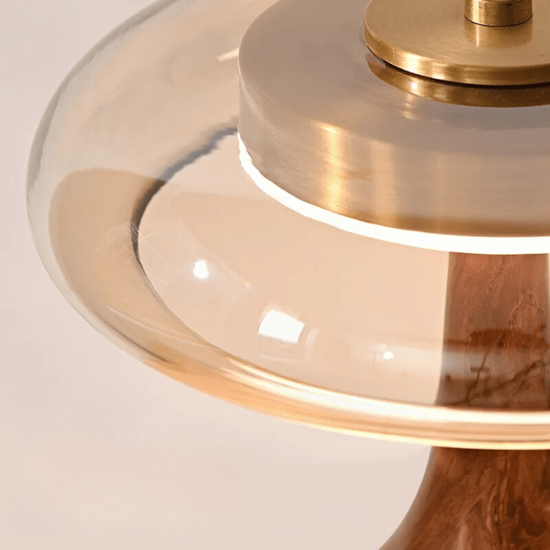 Vrimlie Lunara 12W LED Table Lamp — Modern Silhouette Integrating Brass, Glass, and Ash Wood
