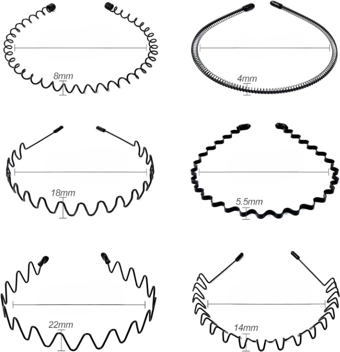 Diademas metálicas para hombre - onduladas y en zigzag, juego de 6 piezas