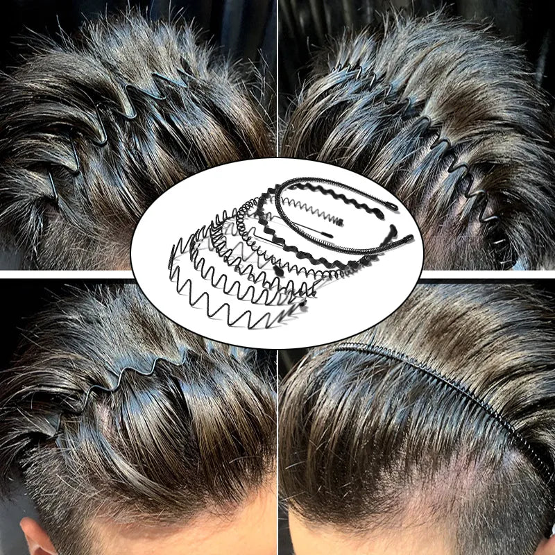 Diademas metálicas para hombre - onduladas y en zigzag, juego de 6 piezas