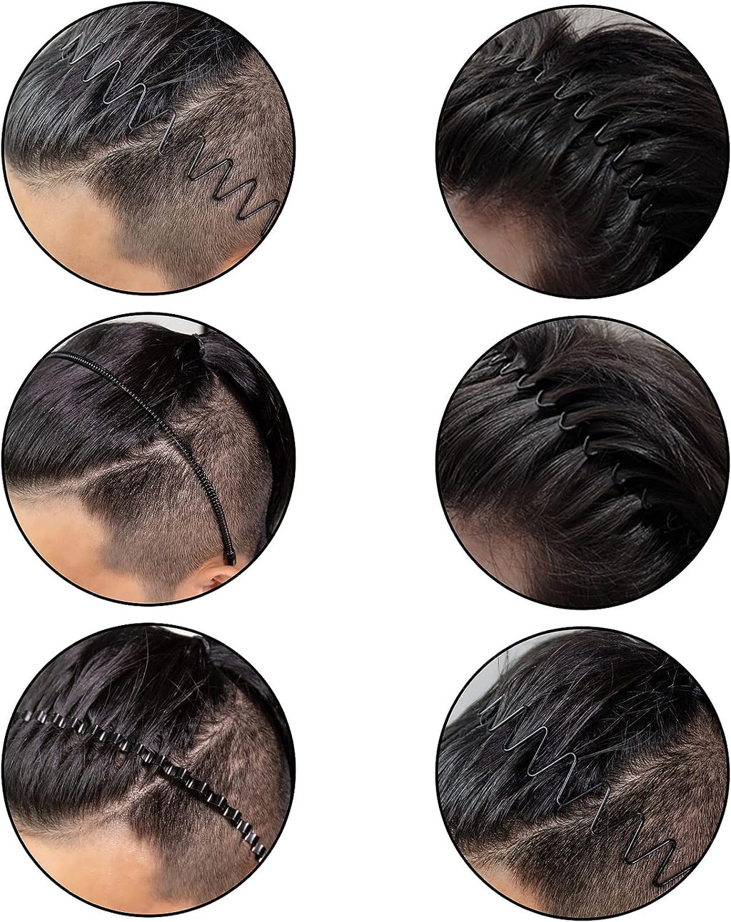 Diademas metálicas para hombre - onduladas y en zigzag, juego de 6 piezas